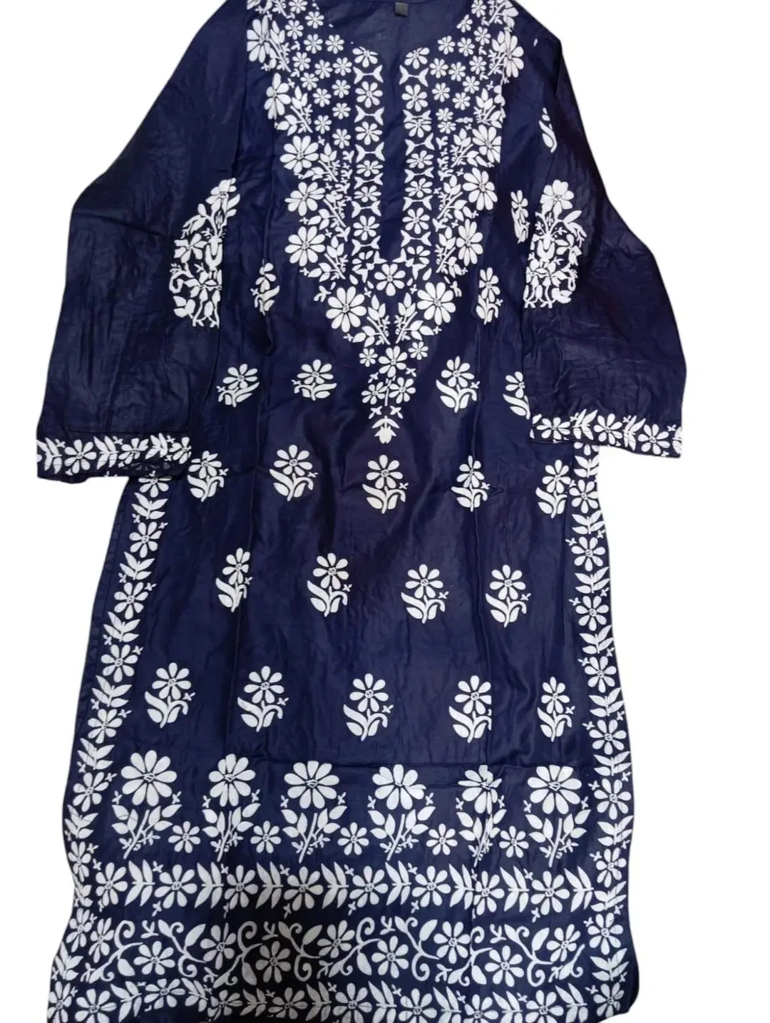Elegant Embroidered Blue Kurta - 1 Pc Women's Stitched Linen Wear