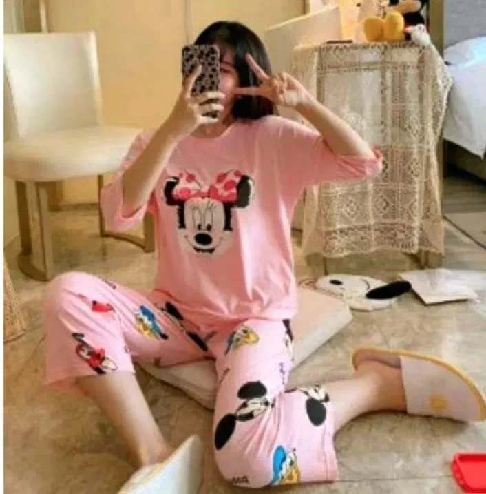 Women's Stitched Jersey Printed Night Suit