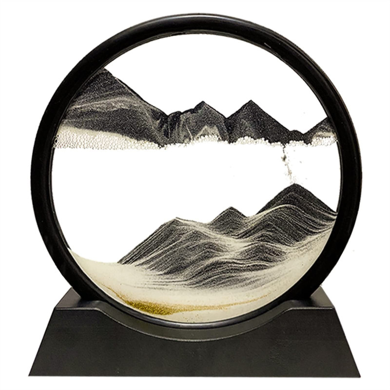 Sandscape Painting - Sand Clock - Moving Sand Art - Hourglass Sand Timer - 3D Moving Sand Mountain Lamp with Metal Stand - Showpiece - Home Decoration