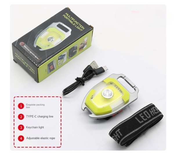 Coba Cb 2209 Multi-function Key-chain: Mountaineering Buckle Lamp, Electronic Lighter, Whistle, Bottle Opener, Sensor, Magnet, Indicator Light, Type-c Interface