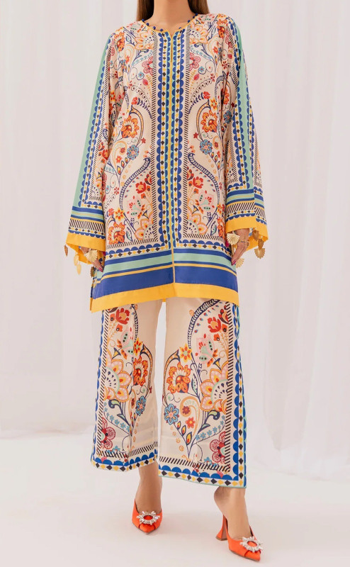 Stitched 2 piece printed shirt and printed trouser